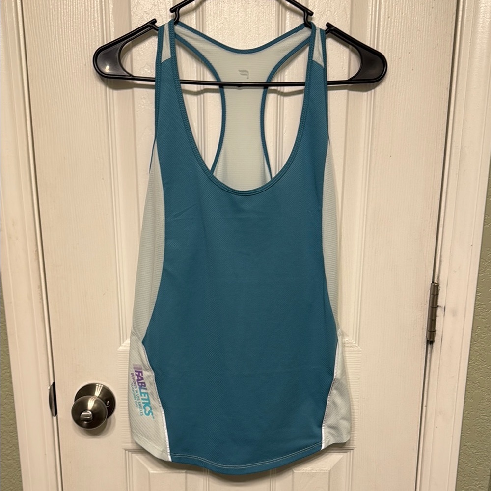 Fabletics Teal and White Tank Top - Picture 1 of 4